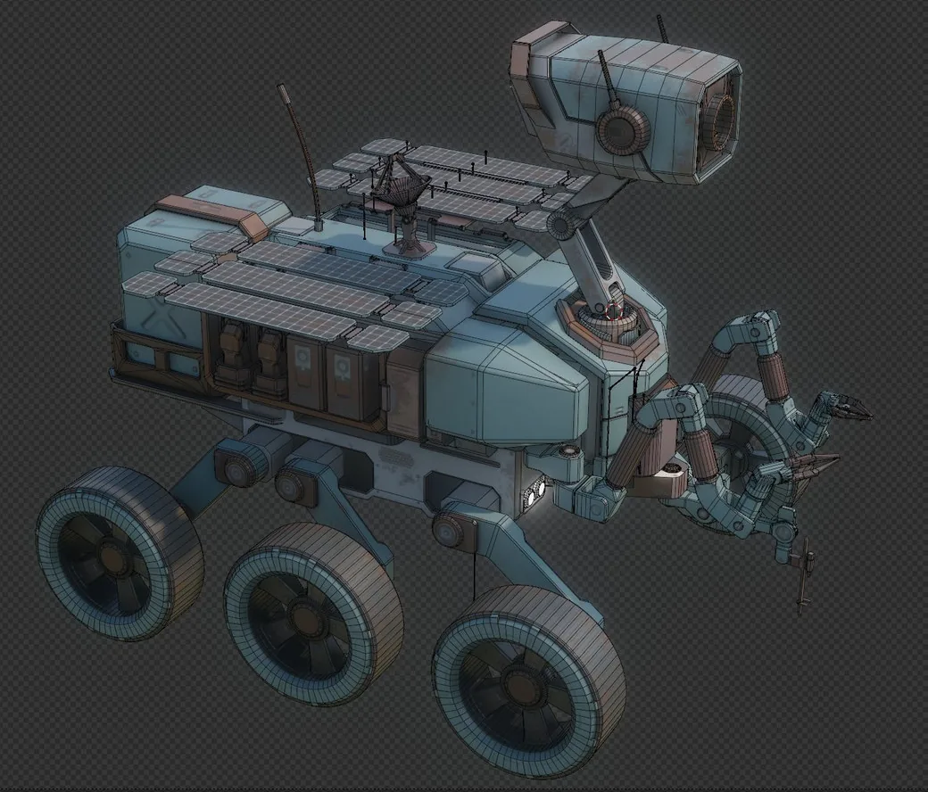 Mars Rover: Textured wireframe