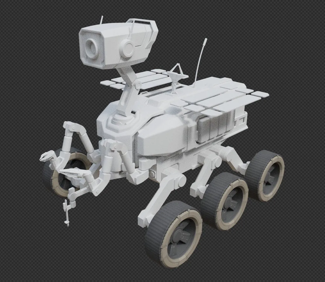 Mars Rover: Clay render, deployed